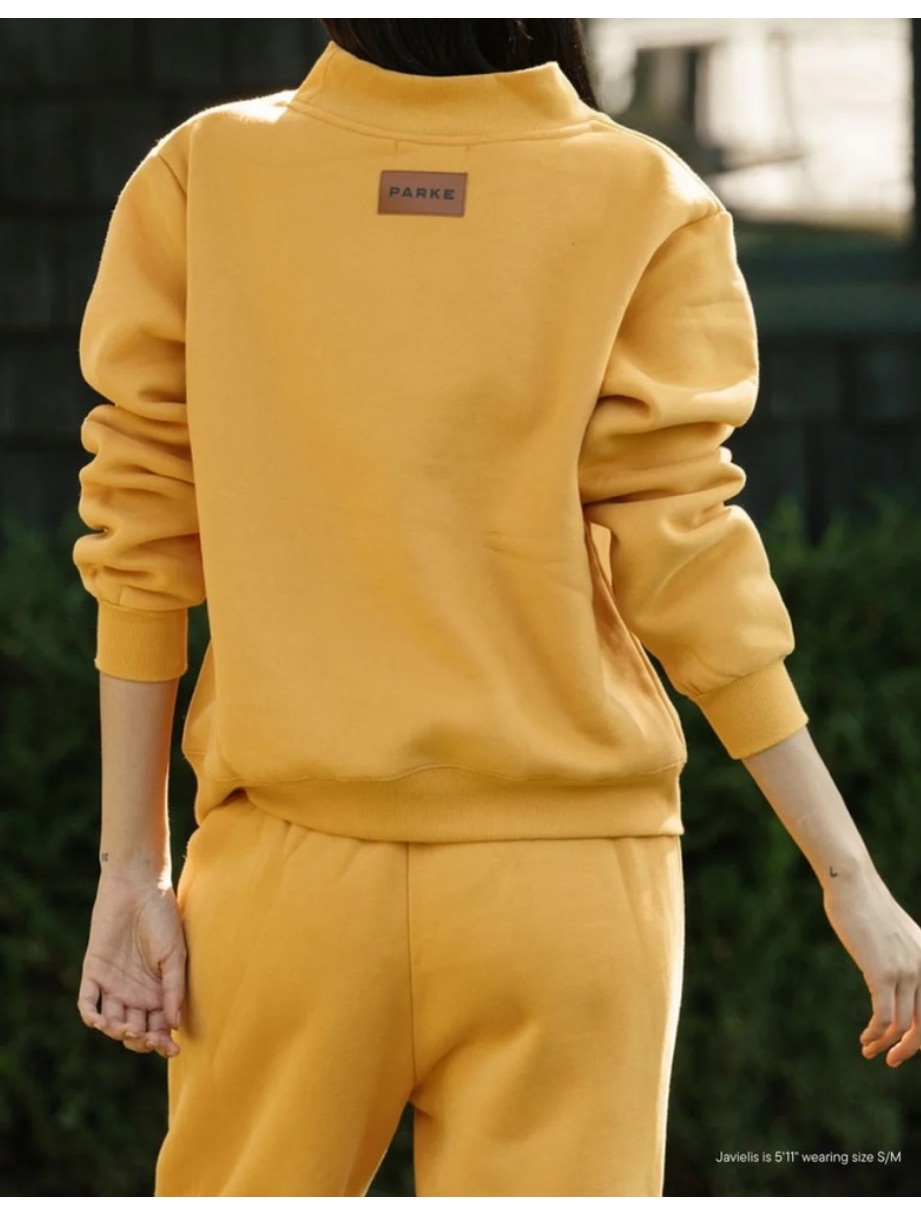 Parke Classic Mockneck Sweatshirt In Apricot Size S/M Orange Yellow
